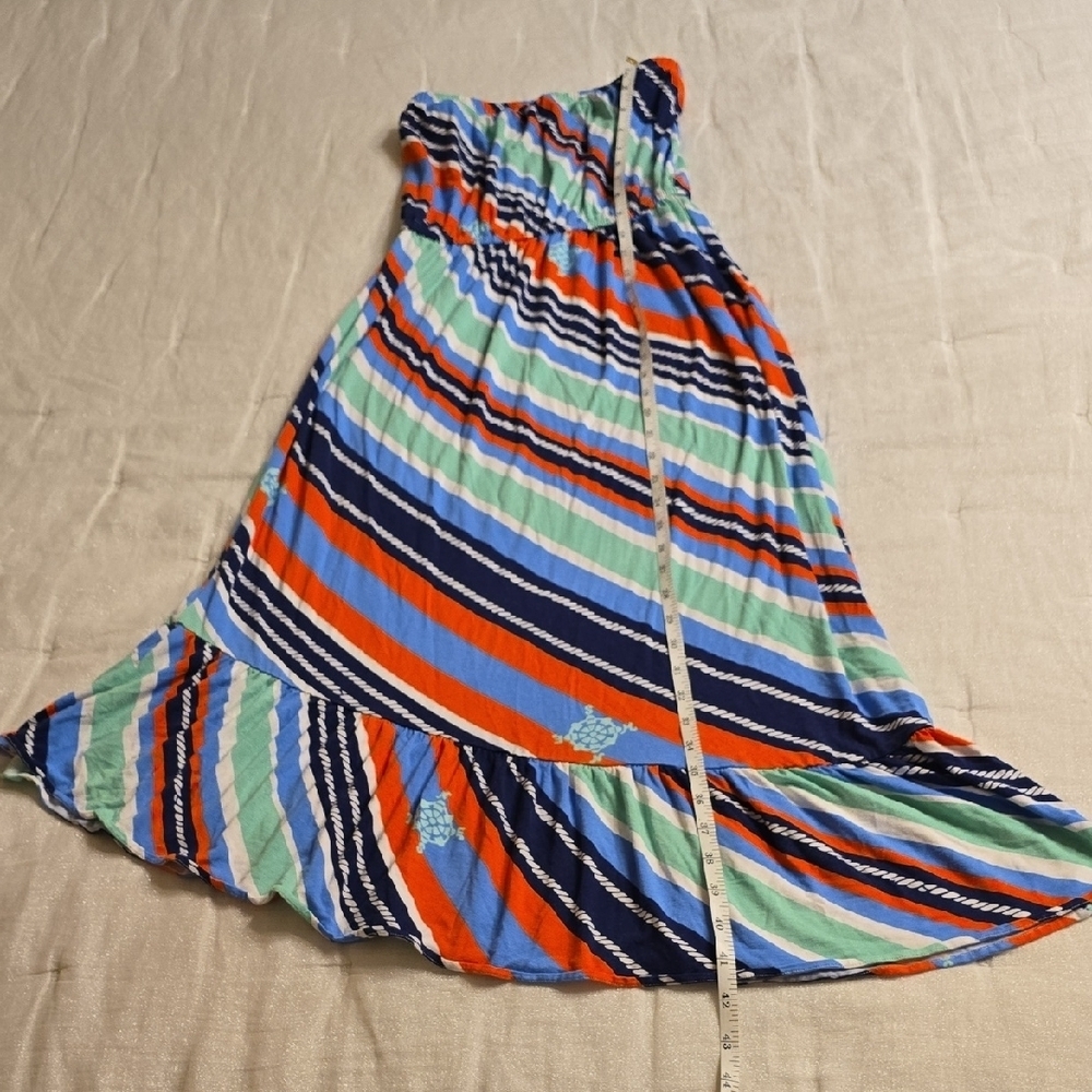 Lilly Pulitzer Blue and Orange Striped Maxi Dress
